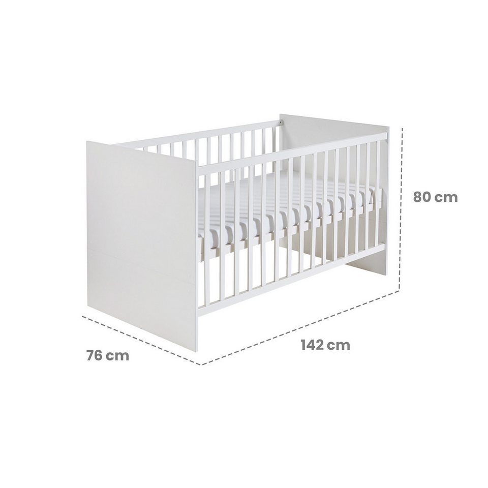 roba® bebek odası komple set Maren, bebek karyolası, alt değiştirme masası ve 3 kapılı dolap, açılabilir
