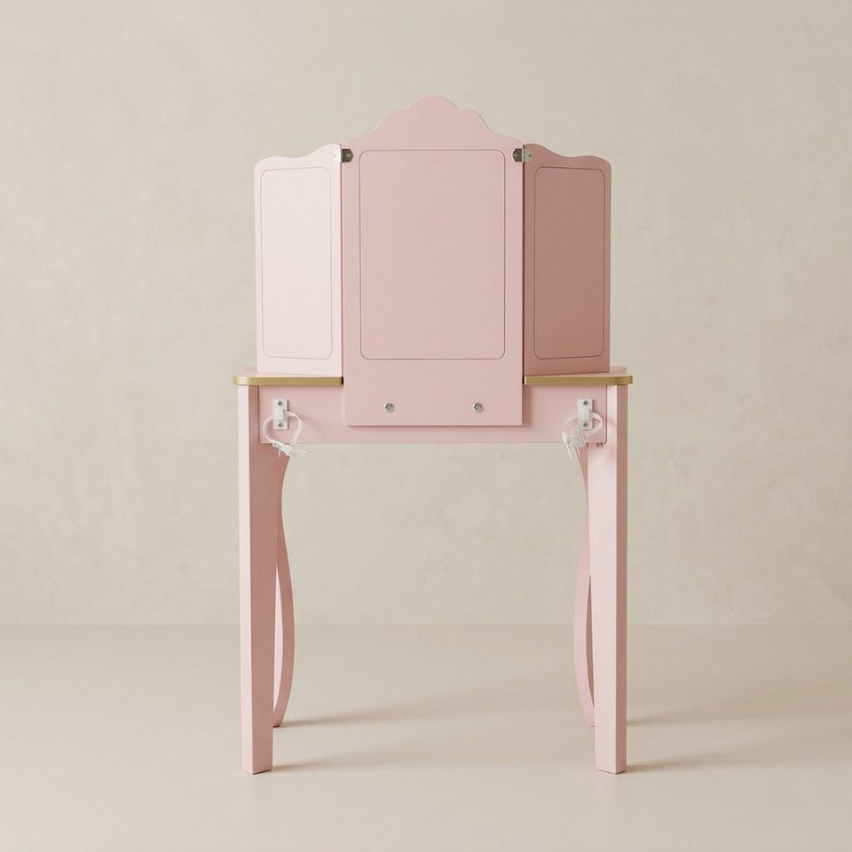 SCENA LIVING tuvalet masası çocuk tuvalet masası REIA, ayna ve tabure ile set, pembe