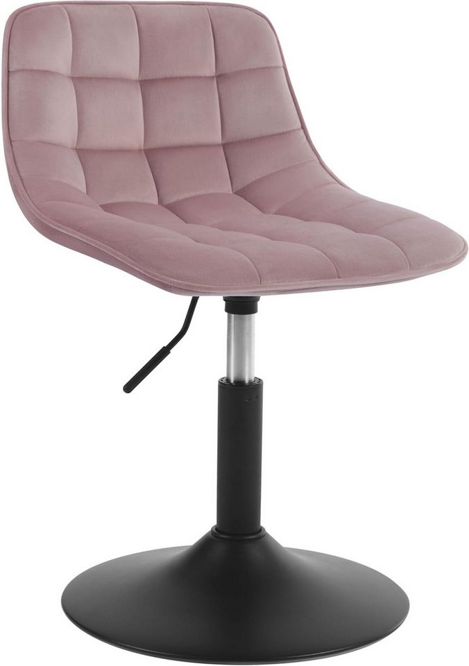 Woltu bar taburesi (1 adet), makyaj taburesi 360° dönebilen kadife koltuk 38-49,5cm yüksekliğinde pembe